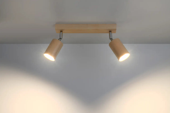 BERG Natural Wood Ceiling Spot Light Two Heads